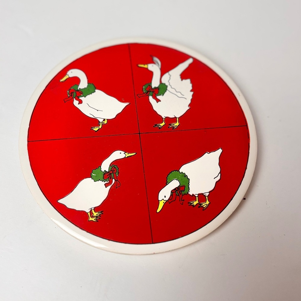 Vintage Goose Duck 80" Orient Ceramic Geese Trivet Red‎ Christmas HolidayPlate